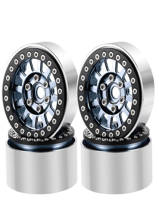 RCHUBAM 1.9" Beadlock Wheels SCX10 Aluminum 1.9 Beadlock Wheels Rims HxW 56.5 * 30mm Compatible with 1:10 RC Crawler Axial SCX10 TRX4 TRX6 SCX10 90046 Upgrades (Titanium + Black) - Image 1